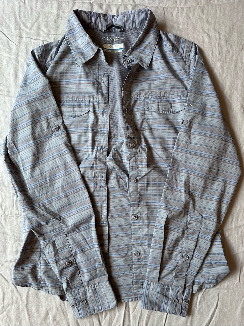 Columbia Women’s Light Blue Striped Lightweight Sun Shirt